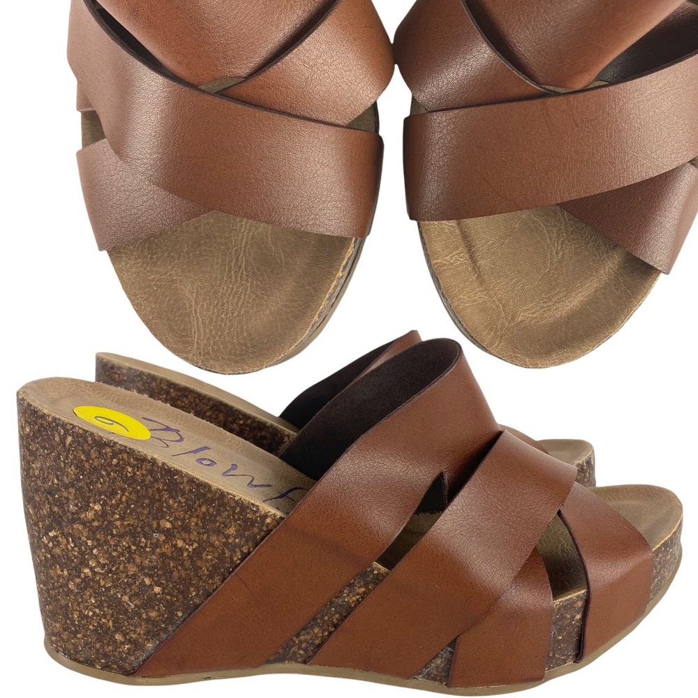 BLOWFISH Brown Cork Wedge Sandals | 9